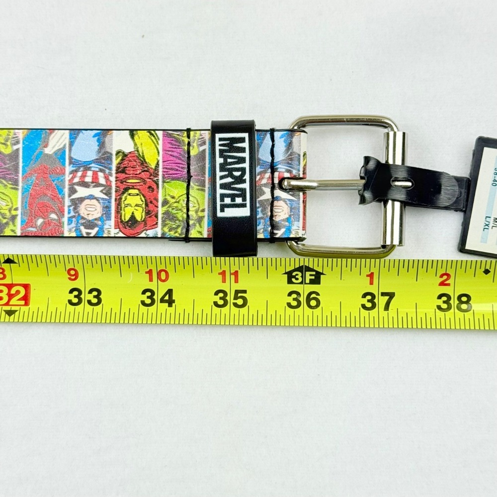 Marvel Men's Heroes Comic Book Print PU Multicolor Belt Size S/M 30-32 NWT - Picture 8 of 11